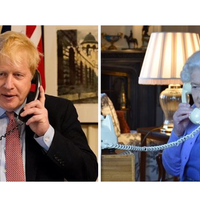 Queen Elizabeth on the Telephone with Boris Johnson Queen Elizabeth on the Telephone with Boris Johnson