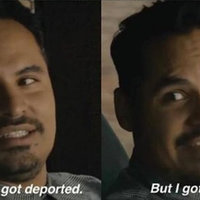 But I Got The Van two images of luis (michael Peña) in the film ant-man saying "and my dad got deported. but I got the van"