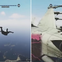 Watch Yo Jet two panels from grand theft auto 5 rpg mod of player skydiving and the skydiver hit by plane