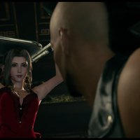 Scene from FInal Fantasy VII remake in which Aerith hits a goon with a chair. The scene has been parodied since the film's release. 