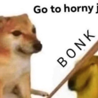 Go To Horny Jail go to horny jail meme slang phrase featuring doge hitting another with a stick