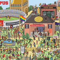 Cuck Zone map of a comically liberal college campus "the university of radical feminist praxis"