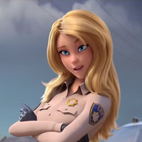 Animated police officer Jaffe with long blonde hair from the movie SCOOB!