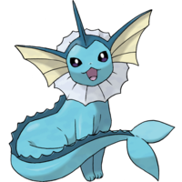 Vaporeon Eevee water evolution Pokemon blue cat with fish tail