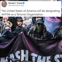 Donald Trump's Designation of Antifa as a Terrorist Organization Donald J. Trump tweet The United States of America will be designating ANTIFA as a Terrorist Organization on top of a photo of protesters