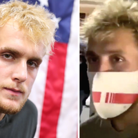 Jake Paul Looting Jake Paul in front of a US flag and wearing a face mask during protests