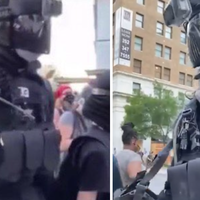 Spec Ops Guy tall guy in special ops riot gear that joined the George Floyd protests