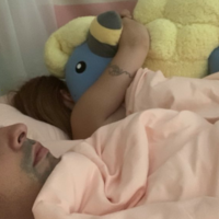 Ah Yes. Me. My Girlfriend. And Her 500 Dollar Four Foot Tall Mareep Exploitable where a man poses awake next to his sleeping girlfriend and a humorous object.
