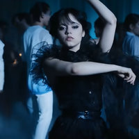 Wednesday Dance (The Addams Family) wednesday addams tiktok dance depicting Jenna Ortega.