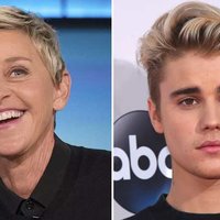 ellen degeneres on the left and justin bieber on the right