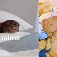 A Mimir / Two mimir Cute mouse character tucked in bed A mimir