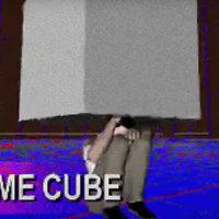 man being put in box called shame cube