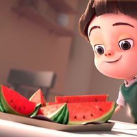 cartoon boy with green sprouts growing out of his nose