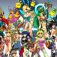 different female characters in sexy bunny suits Princess Peach Isabelle 