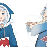 Gawr Gura gawr gura shark atlantis eating pizza anime girl hololive vtuber