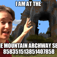 Tom Scott just outside Minecraft MOUNTAIN ARCHWAY SEED 858351513851407858