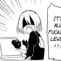 It's All Fucking Lewds! 2B from Nier Automata looking flustered in front of a laptop | IT'S ALL FUCKING LEWDS