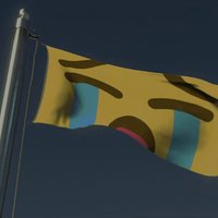 Uohhhhhhhhh 😭 meme and emoticon depicting a flag with the image of a crying emoji face.