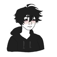 Wojak variant guy with messy hair wearing a black hoodie