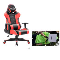 Dream on Trending red and black gaming chair and sideways photo of a guy with a smiling square over his face