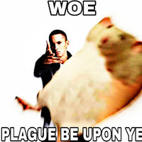 Eminem tossing a rat at the viewer