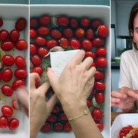cooking with ayeh assembling her baked feta pasta
