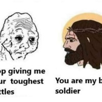 Stop Giving Me Your Toughest Battles (Wojak Comic) Stop Giving Me Your Toughest Battles meme format.