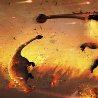 Dinosaurs Blown Away by Explosion