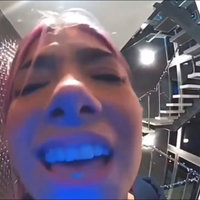 Let Me In Please (Charli D'Amelio) meme showing her yelling into a doorbell camera.