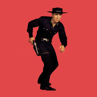 Marty Robbins black cowboy on red background 