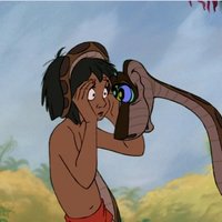 Mowgli being hypnotized by the snake Kaa