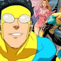 Invincible Invincible characters with Mark Grayson from the Amazon Prime show center frame.