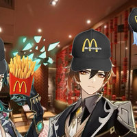 Genshin Impact characters as McDonald's workers.