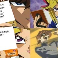 States' Rights To What? meme example depicting yu-gi-oh characters revealing a card and being shocked.