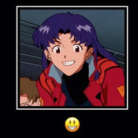 Emoji Demotivationals Emoji Demotivationals meme example depicting a demotivational poster with an image of Misato Katsuragi from Neon Genesis Evangelion smiling and a smiley face emoji.