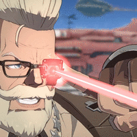 Goldlewis Dickinson Goldlewis Dickinson from Guilty Gear Strive shooting a laser beam from his eye.