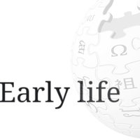 "Early Life" Wikipedia Section "Early Life" Wikipedia Section depicting the wikipedia puzzle globe next to an early life section.