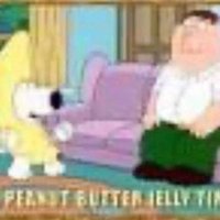 A moldy meme of Peter Griffin and Brian as Brian performs "Peanut Butter Jelly Time."