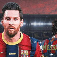 Messi Leaving Barcelona Picture of old Messi and young Messi via ESPN Deportes.