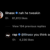 Nah He Tweakin Nah He Tweakin meme depicting the original comment and reply from lil nas x on tony hawk's instagram.