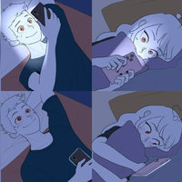 Couple Texting in Bed Couple Texting in Bed meme format depicting a smiling man and woman responding to a text and then smiling with their phones.