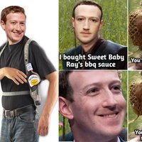 Mark Zuckerberg and Sweet Baby Ray's BBQ Sauce Mark Zuckerberg and Sweet Baby Ray's BBQ Sauce memes depicting the Facebook CEO and his memed love for sweet baby rays.