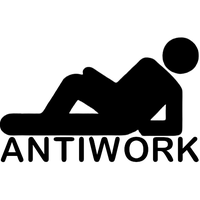 The antiwork logo depicting a man reclining on the ground in a relaxed position.