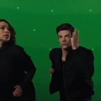 Flash Running and Screaming Flash Running and Screaming meme format and template depicting Barry Allen and Nora Allen running from Zoom in the TV show against a green screen background.