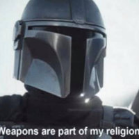Weapons Are Part Of My Religion Weapons Are Part Of My Religion meme format and template depicting the Mandalorian from the TV show.
