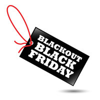 Blackout Black Friday logo depicting a price tag with the movement's name.