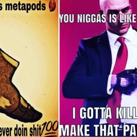 You Niggas / Y'all Niggas meme examples depicting two deep-fried images with text captions and emojis overlaid on a background image.