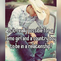 Is It Really Possible for an Emo Girl and a Country Boy to Be in a Relationship? Is It Really Possible for an Emo Girl and a Country Boy to Be in a Relationship meme template and format depicting the whisper quote on a stock image of a man sitting on a truck wearing a cowboy hat.