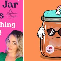 FartJar NFTs Fart Jar NFTs and its Creator Stephanie Matto next to a drawing of a fart jar.