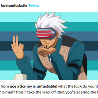 UrFaveIsUnfuckable meme depicting godot from ace attorney.